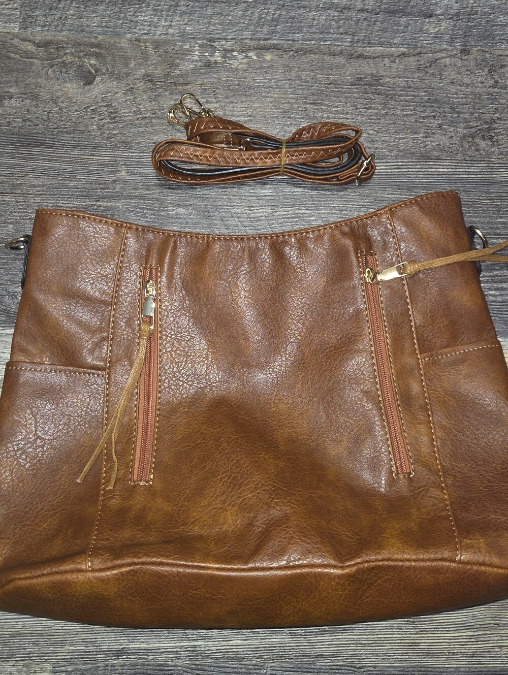 Faux Leather Tote Purse Bag -NEW - Picture 3 of 8